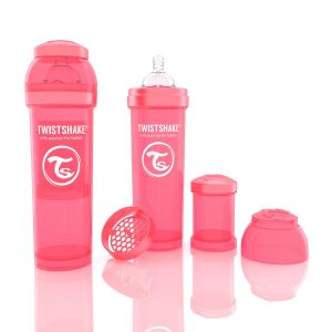 Biberón anticólico  Twistshake 330ml Coral