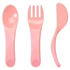 Twistshake cubiertos de aprendizaje +6m coral pastel